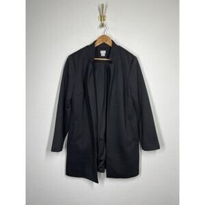 Chicos Black Textured Open Jacket Size 2 US 12/14